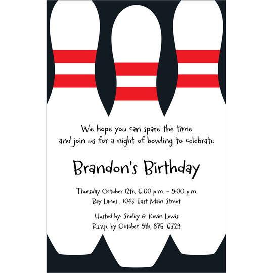 Bowling Pins Invitations